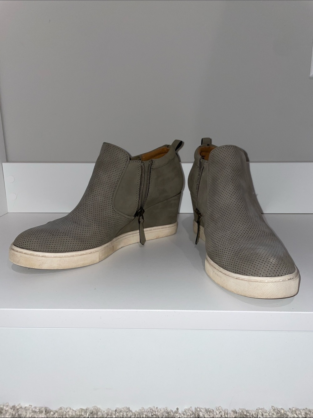 Gray Wedge Sneaker Booties Size 8